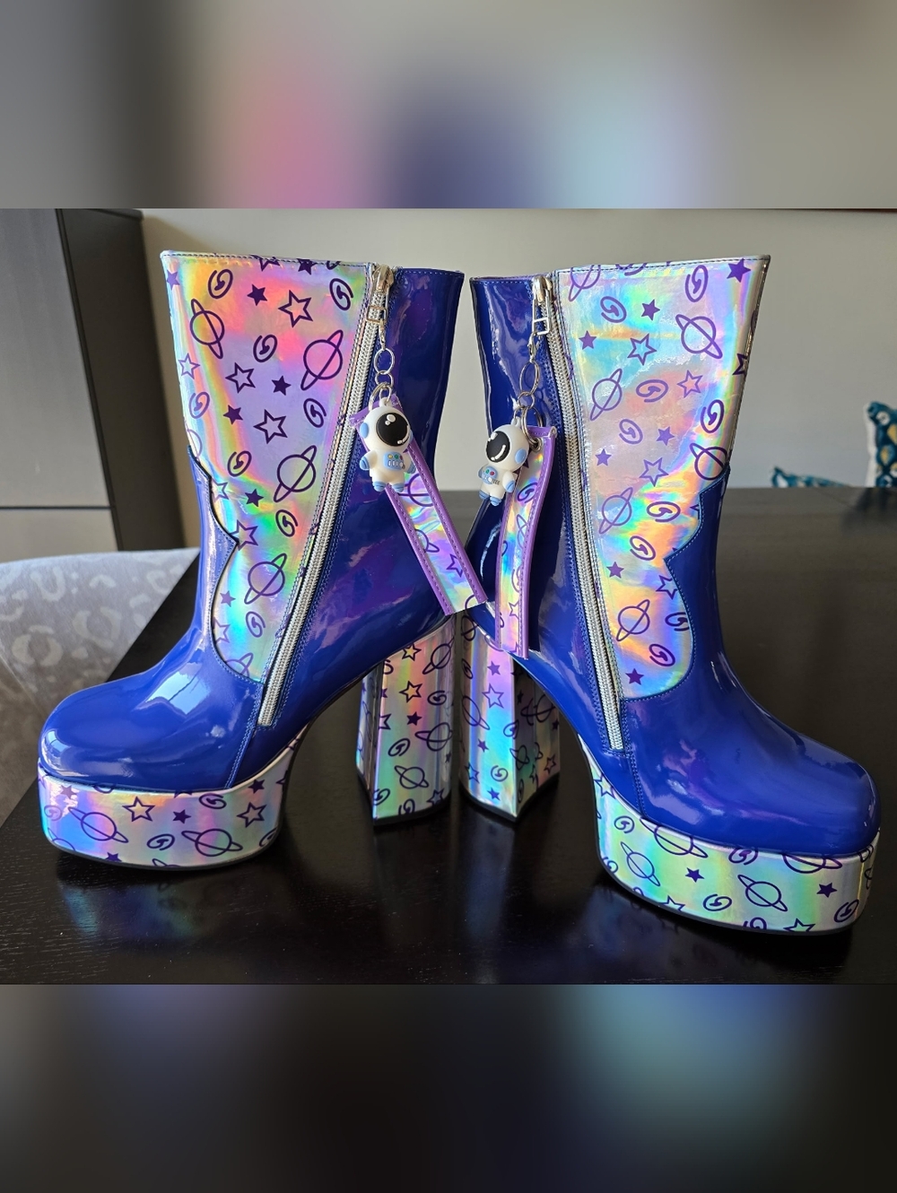 Spaceman Supernova Holographic Purple Platform Boots Sz US 10 - Picture 8 of 9